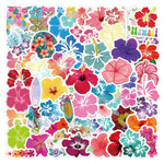 60PCS Hibiscus Waterproof Stickers for Water Bottles Laptop Journal, Floral Decals for Girls Adults Beautiful Plants Waterproof Vinyl Decals for Kids Teens Adults (Colourful-1)