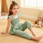 SUREPOCH Toddler Baby Girl Clothes Summer Outfits Heart Daisy Print Sleeveless Camisole Linen Pants Set for Little Girls