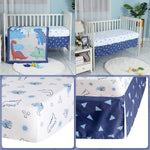 YCDTMY 3 Piece Crib Bedding Set for Boys - Baby Crib Dinosaur Bedding Set with Fitted Crib Sheet, Dust Ruffle Comforter, for Newborn, Infant & Toddler