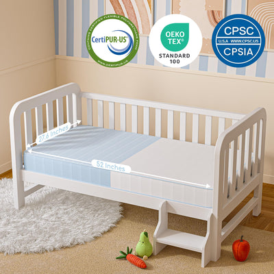 TeQsli Crib Mattress, Breathable Memory Foam Toddler Mattress, with Removable Machine Washable Cover, Fits Standard Baby & Toddler Bed (52" x27.6" x4.5")