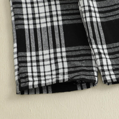 Toddler Kids Baby Boy Girl Gingham Pants Elastic Waist Striped Plaid Long Pants Spring Fall Winter Casual Trousers (A-Black, 3-4 Years)