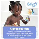 TOMY Toomies Bluey Bath Toy Squirters - Includes Bandit, Chilli, Bingo, and Bluey Figures – Toddler Water Toys for Pool or Bathtub Play - Toddler Toys Ages 18 Months and Up