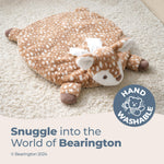 Bearington Baby Lil’ Willow Tummy Time Mat, 30 x 30 Inch Fawn Plush Stuffed Animal Blanket, Woodland Nursery Décor