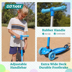 Gotrax KS1 Kids Kick Scooter, LED Lighted Wheels and 3 Adjustable Height Handlebars, Lean-to-Steer & Widen Anti-Slip Deck, 3 Wheel Scooter for Boys & Girls Ages 2-8 and up to 100 Lbs (Blue)