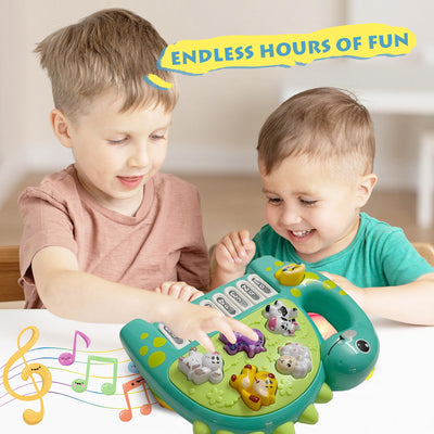 AMINFUN Baby Piano Drum Toy, 6-12 Months, Dinosaur Piano Keyboard Light Up Sound Musical Toy, Learning Educational Interactive Infant Toddler 12-24 Months Gift