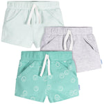 Onesies Brand Unisex Baby 3-Pack Knit Shorts, Smiley Faces, 6-9M