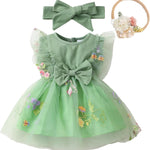 Renotemy Baby Girl Flower Dress Summer, Tutu Tulle Boho Princess Wedding Birthday Party Dresses for Infant Girls 0-18 Months