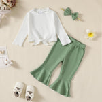 Kucnuzki 12 Month Girl Clothes Long Sleeve Tops Flare Pants Baby T Shirts 6-12 Month Girl Clothes Baby Girl Outfit Fall Winter