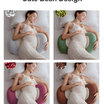 pobopobo Pregnancy Pillows for Sleeping,Pregnancy Pillow with Quiet Magic Tape, Adorable Bean Maternity Pillow with Silicone Belly Pad，Breathable&Silky Touch for All Season
