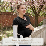 Shiaon Baby Wrap Carrier, Baby Carrier Wrap Newborn(7-35lbs), Cotton Baby Sling Carriers Wearing Wrap Hands Free, Cozy Newborn Wrap One Size Fits All, Black