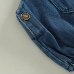 BULINGNA Infant Baby Boy Girl Denim Romper Sleeveless Straps Button Jeans Jumpsuit Unisex Baby Jeans Overalls Summer Clothes (Blue, 12-18 Months)