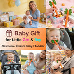 Easter Baby Teething Toys Silicone Carrot Rabbit Hollow Teething Tubes -Sensory Chew Toys Over 3 Months - Teether Straws for Teething Relief -BPA Free Infant Toys Baby Shower Gifts Baby Essentials (1)