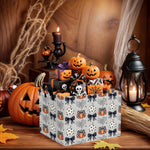 Large Halloween Themed Candy Gift Basket for KidsTrick or Treat Storage Bin Girls Boys Room Décor (Bohemian Bowknot Pumpkin Ghost)