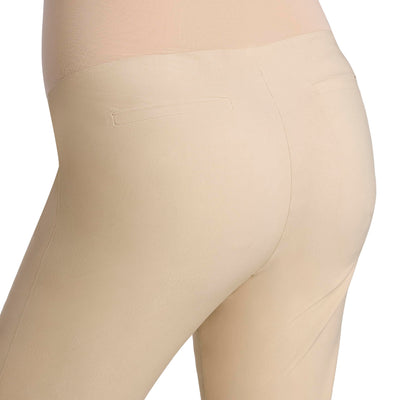 Motherhood Maternity Women's Super Stretch Secret Fit Over The Belly Ankle Straight Leg Pregnancy Dress Pants for Work, Khaki, X-Large