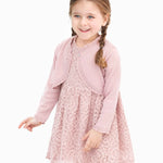 Lilax Baby Girls' Knit Long Sleeve Button Closure Bolero Cardigan Shrug (3-6 Months, Dusty Pink)