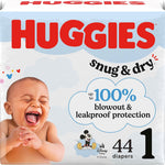 Huggies Size 1 Diapers, Snug & Dry Newborn Diapers, Size 1 (8-14 lbs), 128 Count, Packaging May Vary