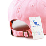 The Hat Depot Kids Washed Low Profile Cotton and Denim Plain Baseball Cap Hat (2-5 yrs, Light Pink)