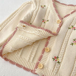 HOOLCHEAN Baby Girls Cotton Small Floral Embroidery Cardigan Sweater