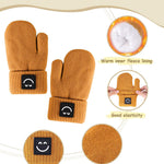 Baby Beanie Mittens Scarf Set,Toddler Kids Winter Hat and Thermal Gloves Neck Warmer Set for Girls Boys Camel