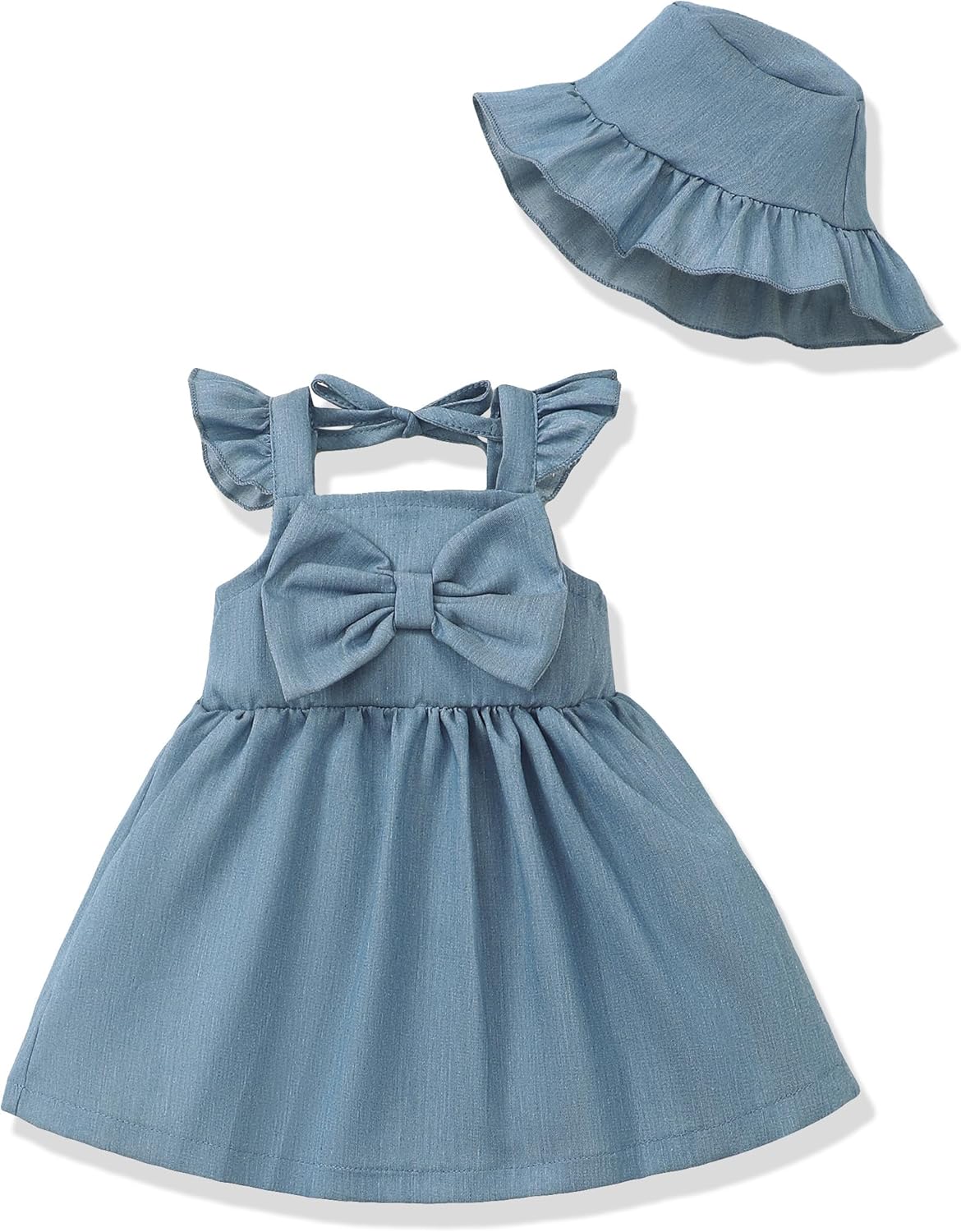 Renotemy Infant Baby Girl Dresses Toddler Girl Clothes Summer Cotton Linen Boho Smocked Sundress Gift for Girls with Hat