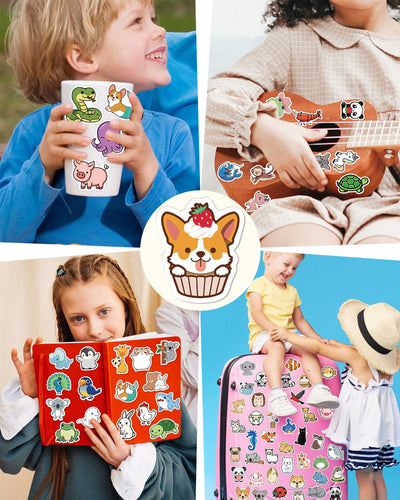 100 Pcs Animal Stickers for Kids, Cute Water Bottle Stickers for Kids Waterproof, Vinyl Laptop Kid Sticker Pack, Kid Classroom Prizes for Elementary Students