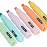 Legami Teddy’s Style Set of 6 Mini Highlighters, 1 x 7.5 cm, Yellow, Peach, Pink, Lilac, Light Blue, Light Green, for Precision Highlighting and Underlining