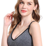 Suekaphin Nursing Bra 5pack Wireless Deep V Neck Maternity Nursing Bra Bralette Sleeping Breastfeeding with Extenders,Medium,Melange-A