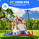 Trekassy 700lb Rectangle 60" Platform Tree Swing for Kids and Adults Waterproof 2 Hanging Straps (Rainbow)
