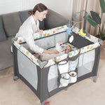 Pack and Play, Baby Bassinet Bedside Sleeper with Diaper Changer, Baby Playard, Baby Travel Playpen, Portable Baby Crib with Carry Bag, Easy to Install
