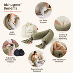 bbhugme Adjustable Pregnancy Pillow – Full Body Support for Side Sleeping - Adjustable Firmness and Shape - Supports Back, Legs, Belly, HIPS for Pregnant Women - Removable Cover - Dusty Olive