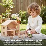 PlanToys® Wooden Dad Dollhouse Figurine – Dark Skin Tone | Poseable Doll with Bendable Rope Arms & Legs | Montessori Pretend Play Doll House People for Kids (1:12 Scale)