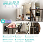 Regalo Safety 36" Extra Tall Baby Gate for Stairs & Doorways, Walk-Through Stair Gate with Door, Hardware Mounted Gate for Babies, Toddlers & Pets, Fits 24"–40.5" Openings, Black