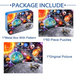 LELEMON Puzzles for Kids Ages 4-6, Space Puzzle 60 Piece Puzzles for Kids in a Metal Box, Educational Kids Puzzles Jigsaw Puzzles Childrens Puzzle Games Puzzle Toys for Girls and Boys
