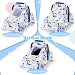 THE KENKYO Car Seat Covers for Babies, Baby Car Seat Cover for Girls Boys, Kick-Proof Newborn Carrier Canopy with Breathable Mesh Peep Window, Windproof Stroller Cover for All Seasons