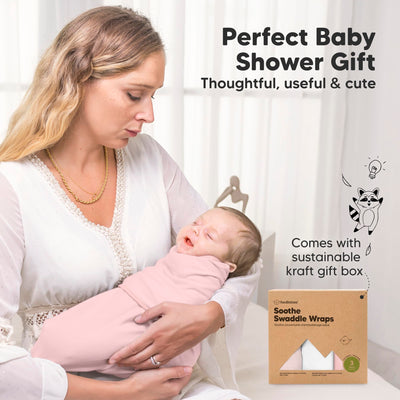 3-Pack Organic Baby Swaddle Sleep Sacks - Swaddles for Newborns, Infant 0-3 Months, Baby Girls, Boys, Soft & Snug Newborn Sleep Sack, Nursery Swaddling Blankets, Velcro Closure (Candy)