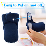 Pro Goleem Fleece Baby Booties, Warm Cozy Baby Slippers, Stay On Sock Shoes, Easy to Put on, Unisex Baby Gifts, Soft Non-Slip Adjustable Newborn Boots for Boys and Girls 6-12 Months, Navy Blue