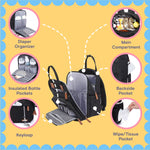 iniuniu Diaper Bag Backpack, 4 in 1 kit Large Unisex Baby Boys Girls Waterproof Travel Back Pack with Diaper Pouch, Washable Changing Pad, Pacifier Case and Stroller Straps, Black