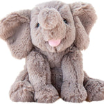 Plush elephant toy on a white background