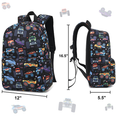 CAMTOP Kids Backpack for Boys, Preschool Toddler Backpack Kindergarten School Bookbag for Age 3-8(Monster Truck)