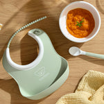 BabyBjörn Baby Feeding Set, 3 pcs, Powder Green | Includes Baby Plate, Baby Fork, Baby Spoon, and Baby Cup | Dishwasher Safe | Toddler Feeding Set for self-Feeding or Baby-led weaning