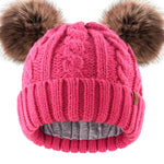 FURTALK Toddler Warm Winter Hat Kids Baby Knitted Soft Beanie with Double Faux Fur Pom Poms for Girls Boys