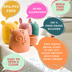 Bumble Bear Mold Free Silicone Bath Toys, Baby Bath Toys 6-12 Months, Toddlers 1-3, Non Toxic Infant Bathtub Toy, Water Toys, Pool Toy, Dishwasher Safe (Coral)