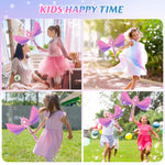 Britik Bubble Wands for Kids Girls - LED Light & Music Bubble Machine: 3 AA Batteries & 2 Bubble Solutions, Outdoor Party Birthday Toys for Toddlers, Gift for 3 4 5 6 7 8 Year Old Girls