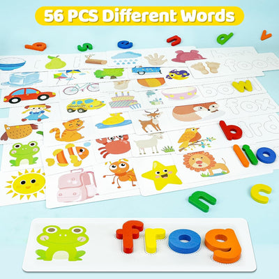 BEESTECH Alphabet ABC Learning Educational Toys for 2 3 4 5 Years Old Boys Girls, Wooden Puzzle Flash Cards Preschool Activity Letter Matching Games for Kids Toddlers