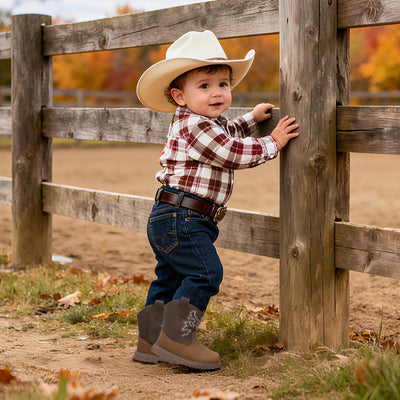 Ahannie Toddler Cowboy Boots Boys Girls Western Boots with Hook Loop