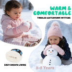 Urban Virgin Toddler Waterproof Outdoor Infant Mittens Baby Winter Gloves Dino Cuffed Warm Fleeced Kids Ski Gloves For Teens E1408 Pink M(3T-5T)