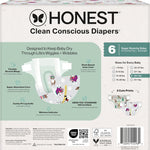 The Honest Company Clean Conscious Diapers for Delicate Skin | Up to 100% Leakproof | Hypoallergenic, Fragrance Free | Winter '25 Limited Edition Prints | Club Box, Size 6 (35+ lbs), 40 Count