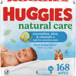 Huggies Natural Care Cucumber, Aloe and Vitamin E Baby Wipes, Hypoallergenic, Scented, 10 Flip-Top Packs (560 Wipes Total), Packaging May Vary