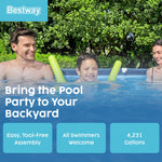 Bestway Steel Pro 15’ x 48" Round Metal Steel Frame Above Ground Outdoor Backyard Family Swimming Pool, Blue