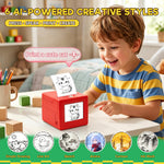Zalmoxe Smart AI Voice Sticker Printer, Kids Toys Spark Imagination Intellectual Development, Mini Thermal Label Printer with Display, Inkless Portable Sticker Maker, 4 Rolls Paper